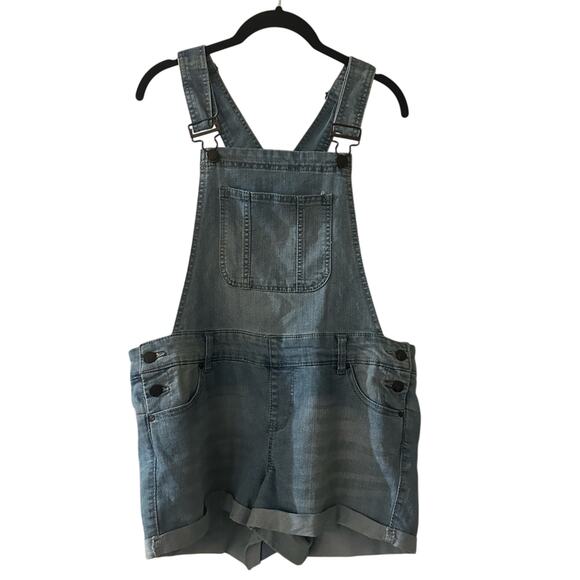 Vintage Blue Spice lightwash denim short overalls - Picture 1 of 5